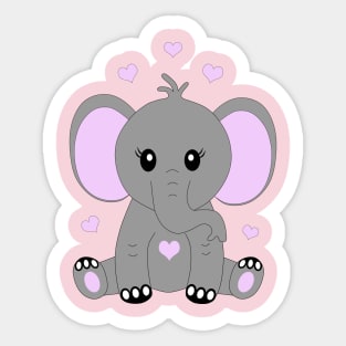 Cute baby elephant in pink Sticker